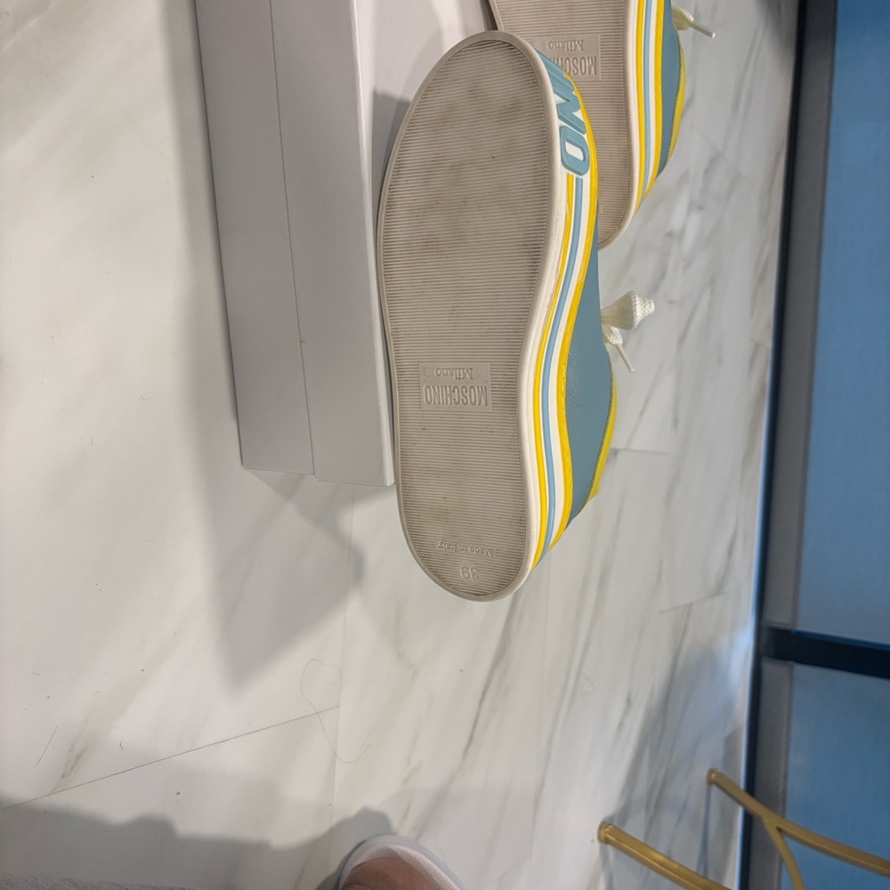 Moschino Pastel Pink Blue Yellow Platform Sneakers - Picture 7 of 8